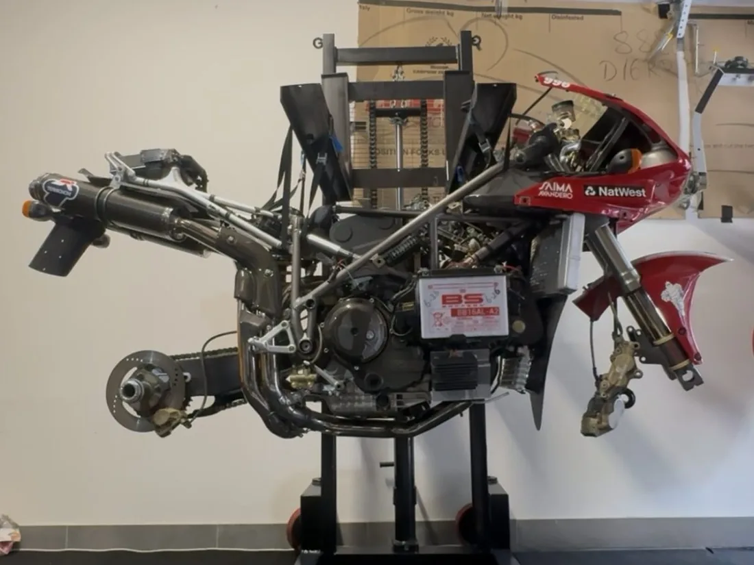 Moto Stacker in a motorcycle workshop